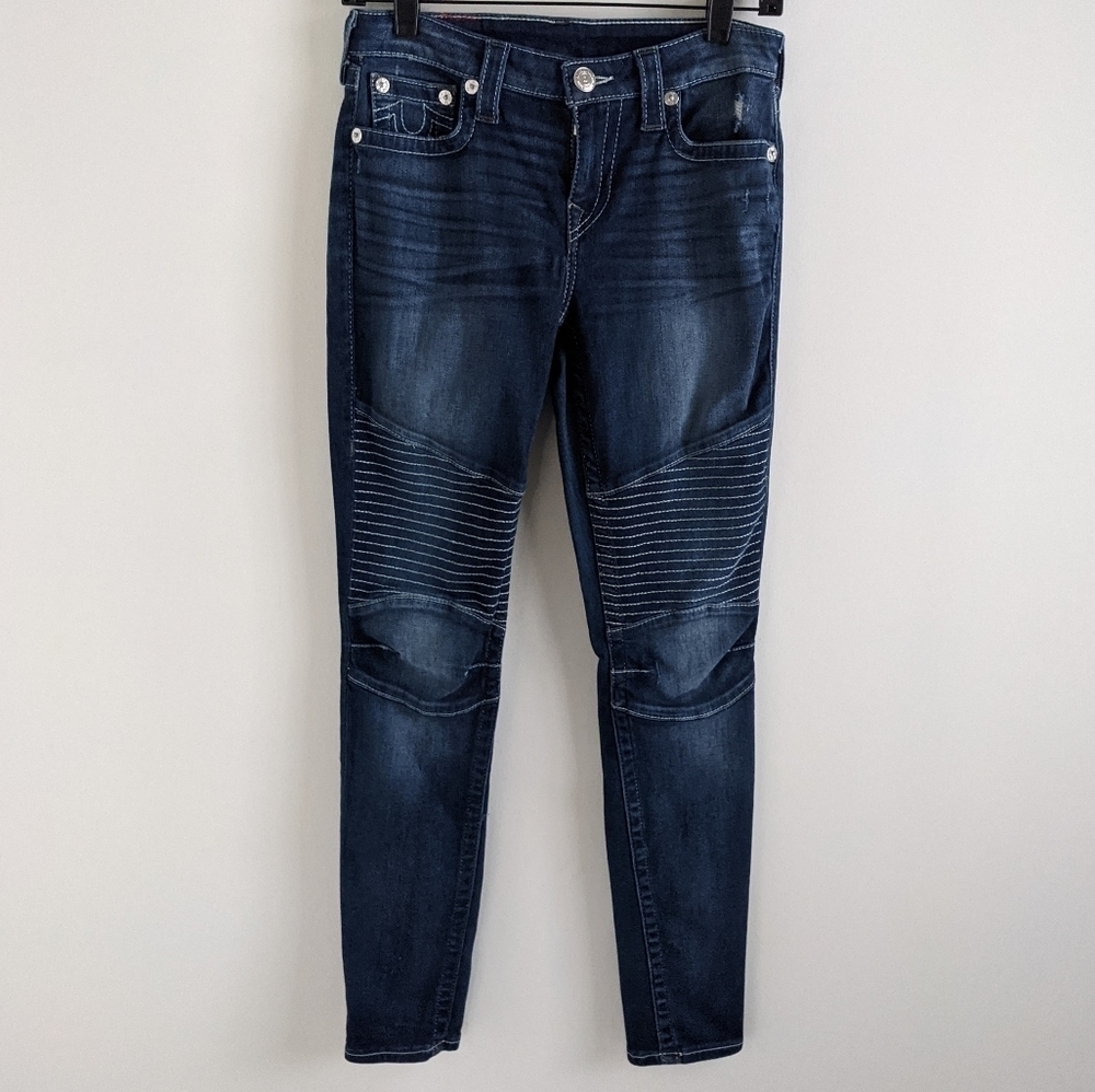 TRUE Religion Moto Super Skinny Jeans in Shoreline Dark 27